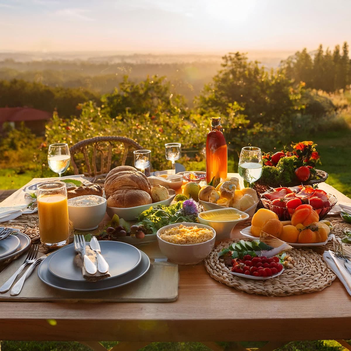 Mesa con muchos alimentos