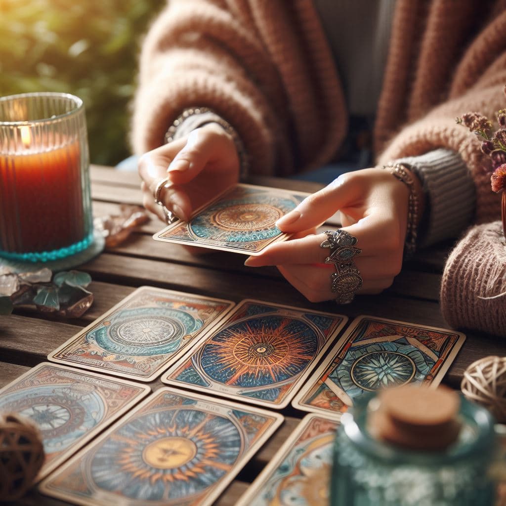 Una mujer leyendo el tarot
