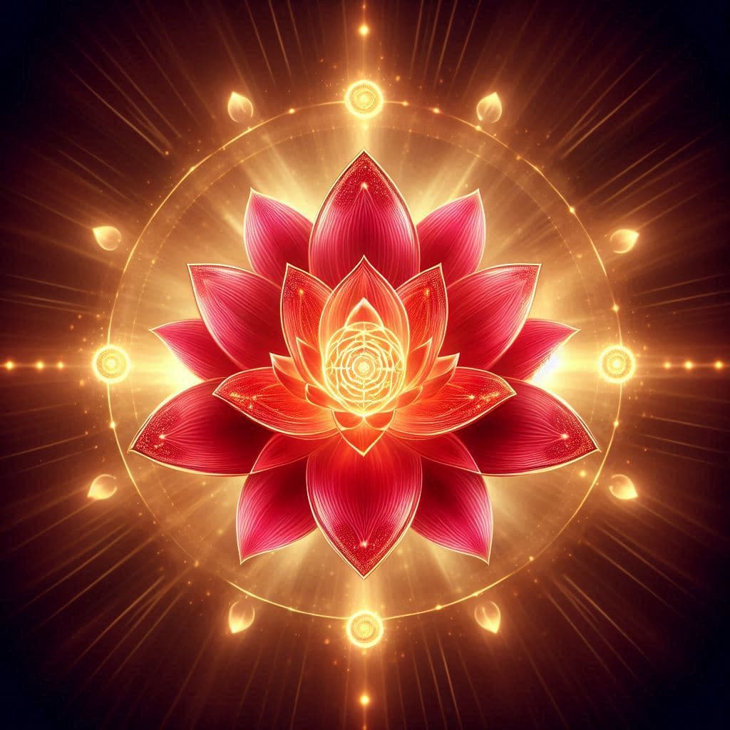 una flor roja representando el chakra raiz
