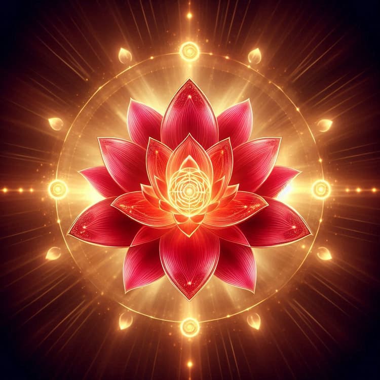 una flor roja representando el chakra raiz